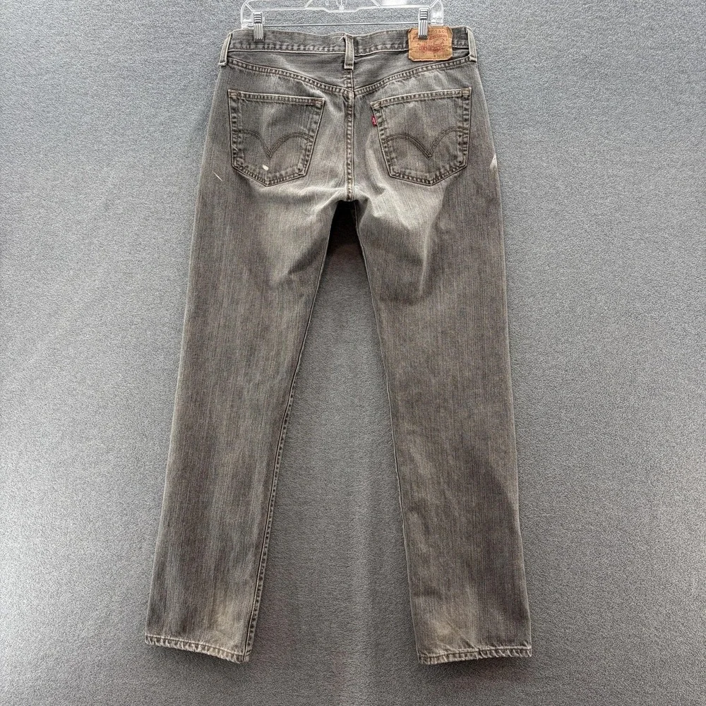 VTG 90s Y2K Levis 501 Jeans Men 34x34 Gray Straight Denim Button Fly Distressed